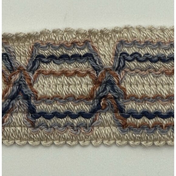 JACQUARD RIBBON TRIM Blue & Copper Sold in 3 yard (108") lengths - Picture 3 of 3